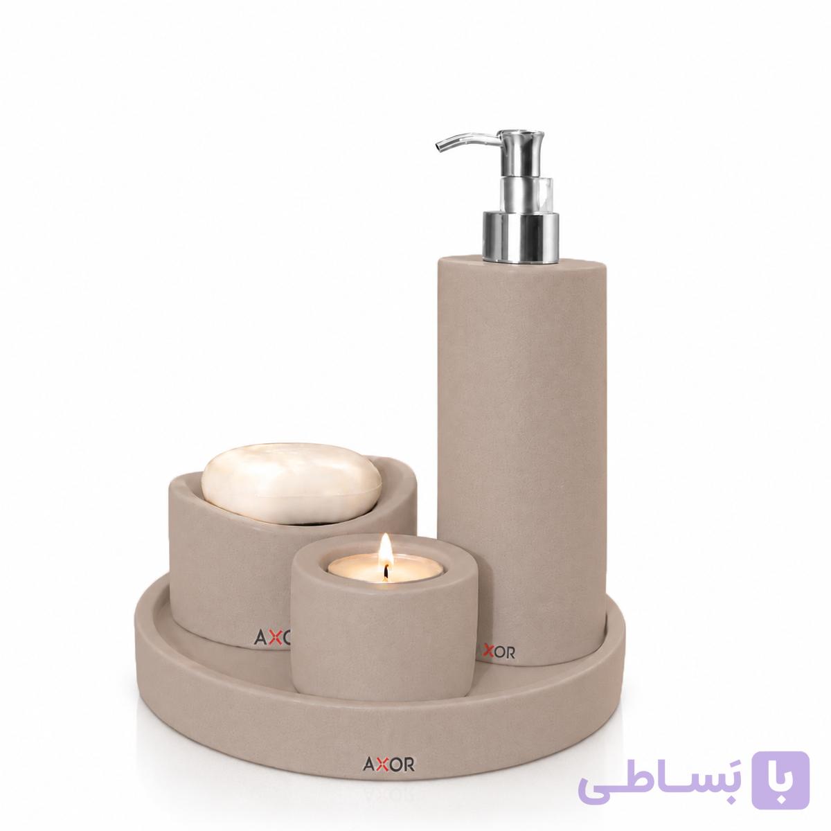 نیم ست سرویس بهداشتی AXOR مدل آلما (Alma) خاکی \پمپ طلایی