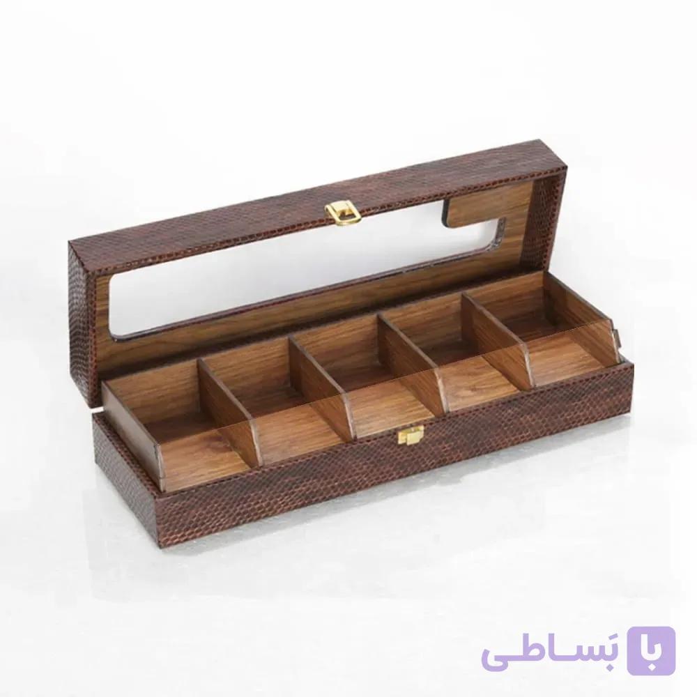 باکس کادویی خالی و بدون مغزیجات پنج خانه چرمی — تصویر 1