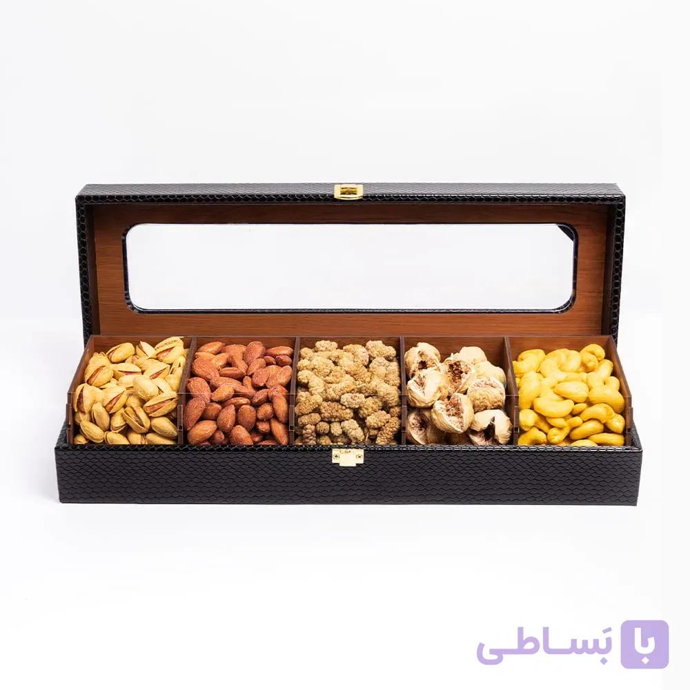 باکس هدیه آجیلی الماس (چوبی با روکش چرمی) — تصویر 1