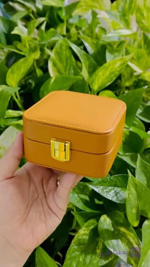 کیف جواهرات ایینه دار چرم قهو ای