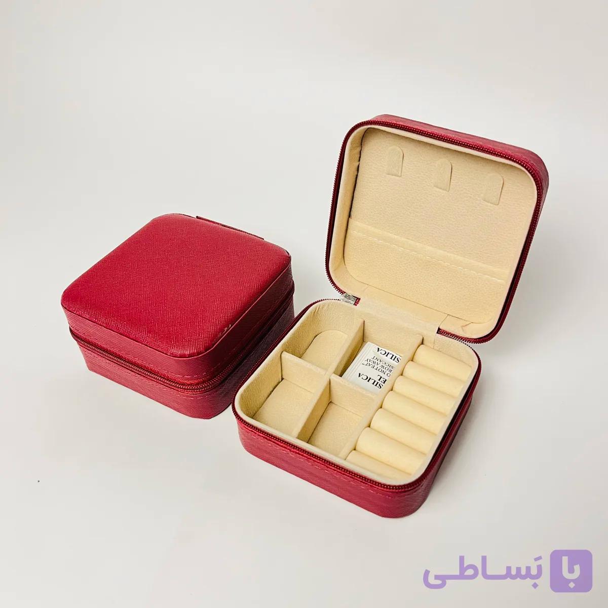 کیف جواهرات چرم سرخابی