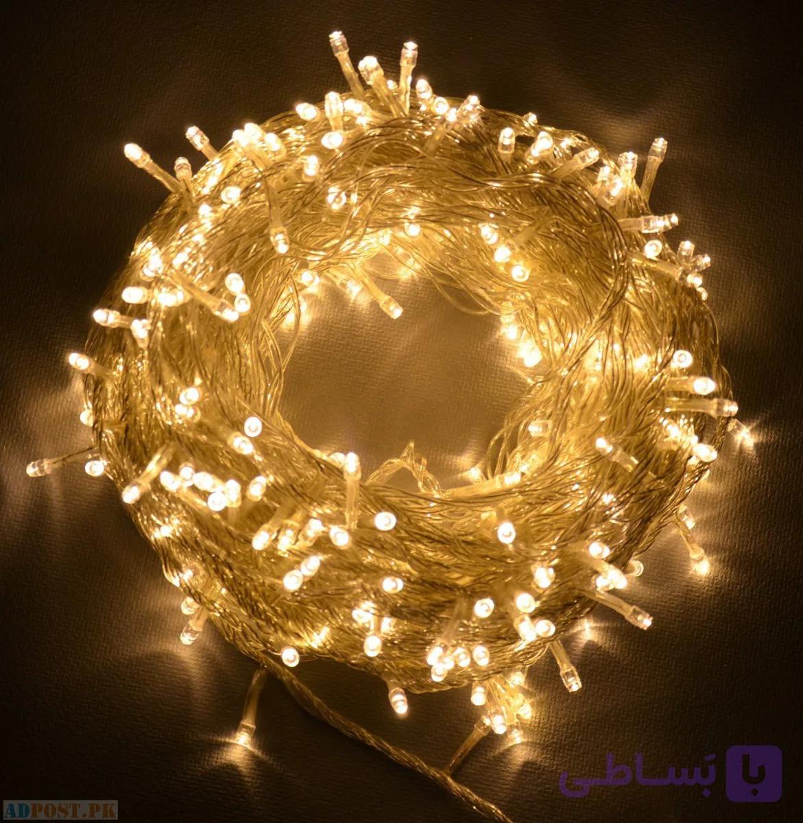 ریسه LED سوزنی 100 عددی به طول 9 متر برقی رنگ آفتابی (دارای رقص نور چند حالته) — تصویر 1