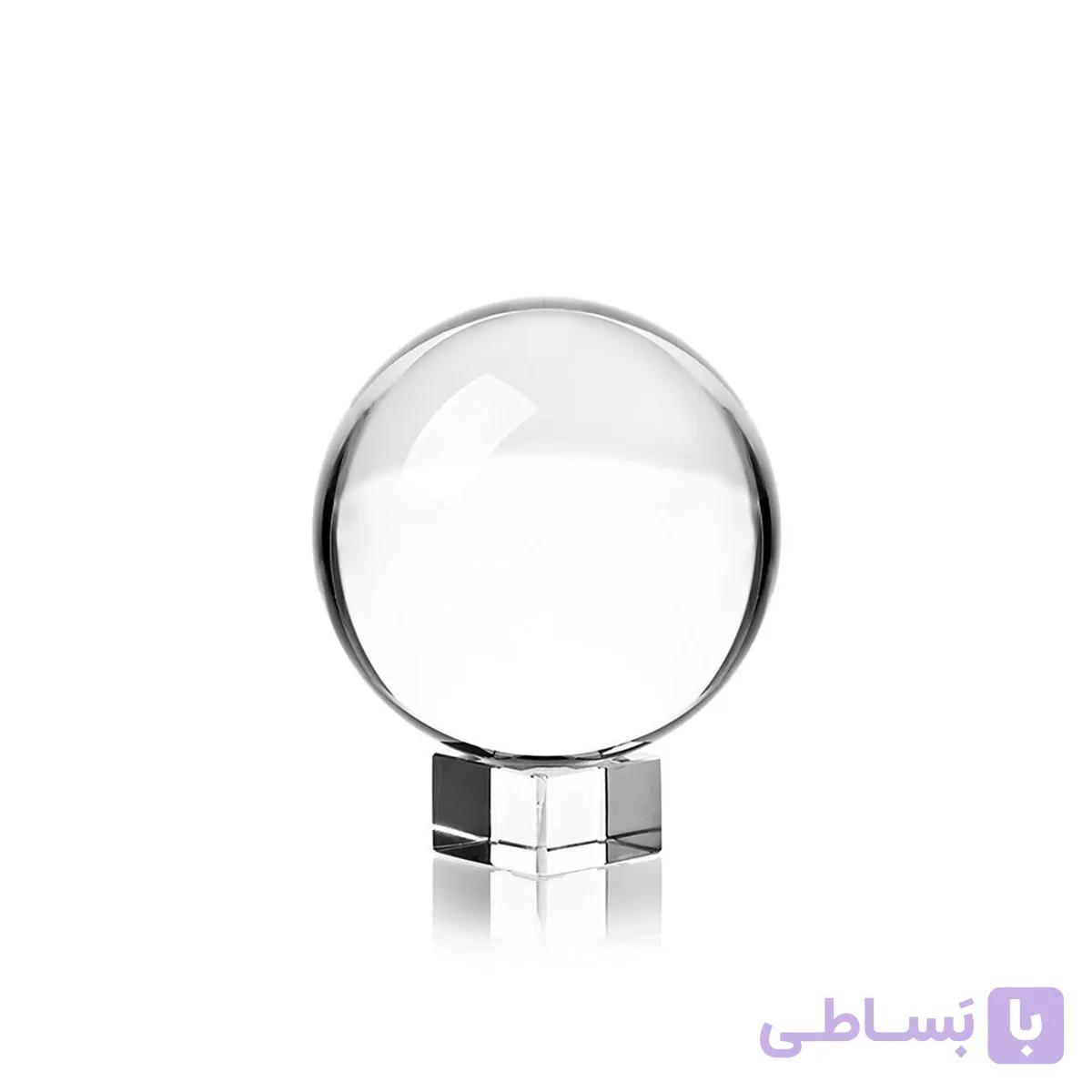گوی کریستال K9 شفاف همراه با پایه چوبی – قطر 80 میلیمتر — تصویر 1