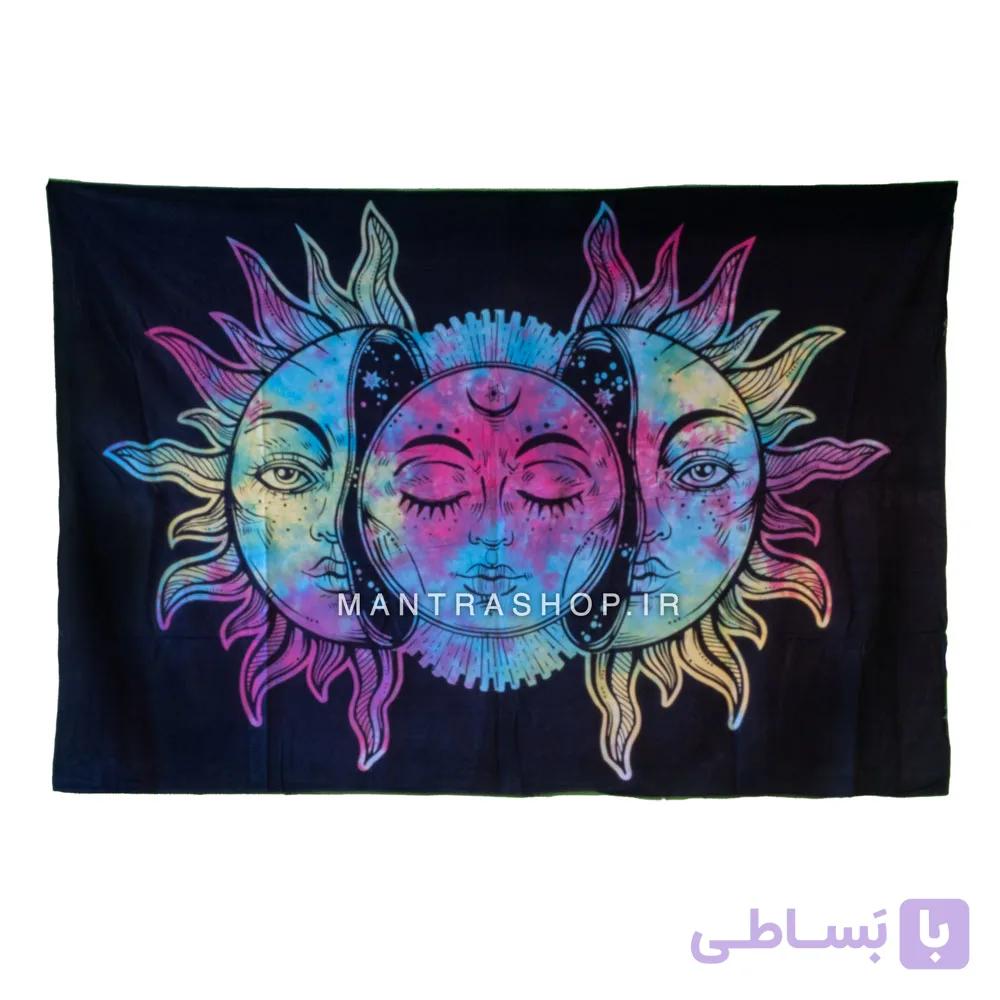 بکدراپ تپستری هندی طرح سه خورشید مولتی کالر (روتختی یک نفره) کد 603 — تصویر 1