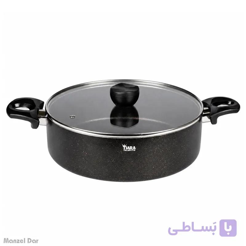 تابه تیارا مدل گرانیتی سایز 28 درب شیشه ای — تصویر 1