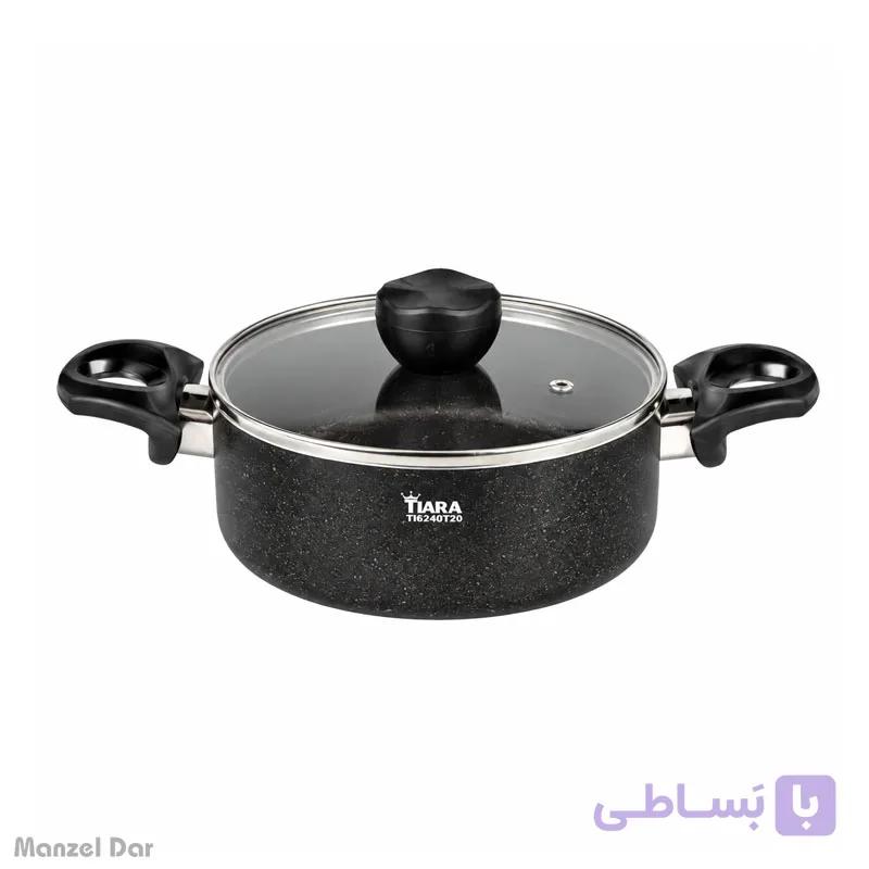 تابه تیارا مدل گرانیتی سایز 18 درب شیشه ای — تصویر 1
