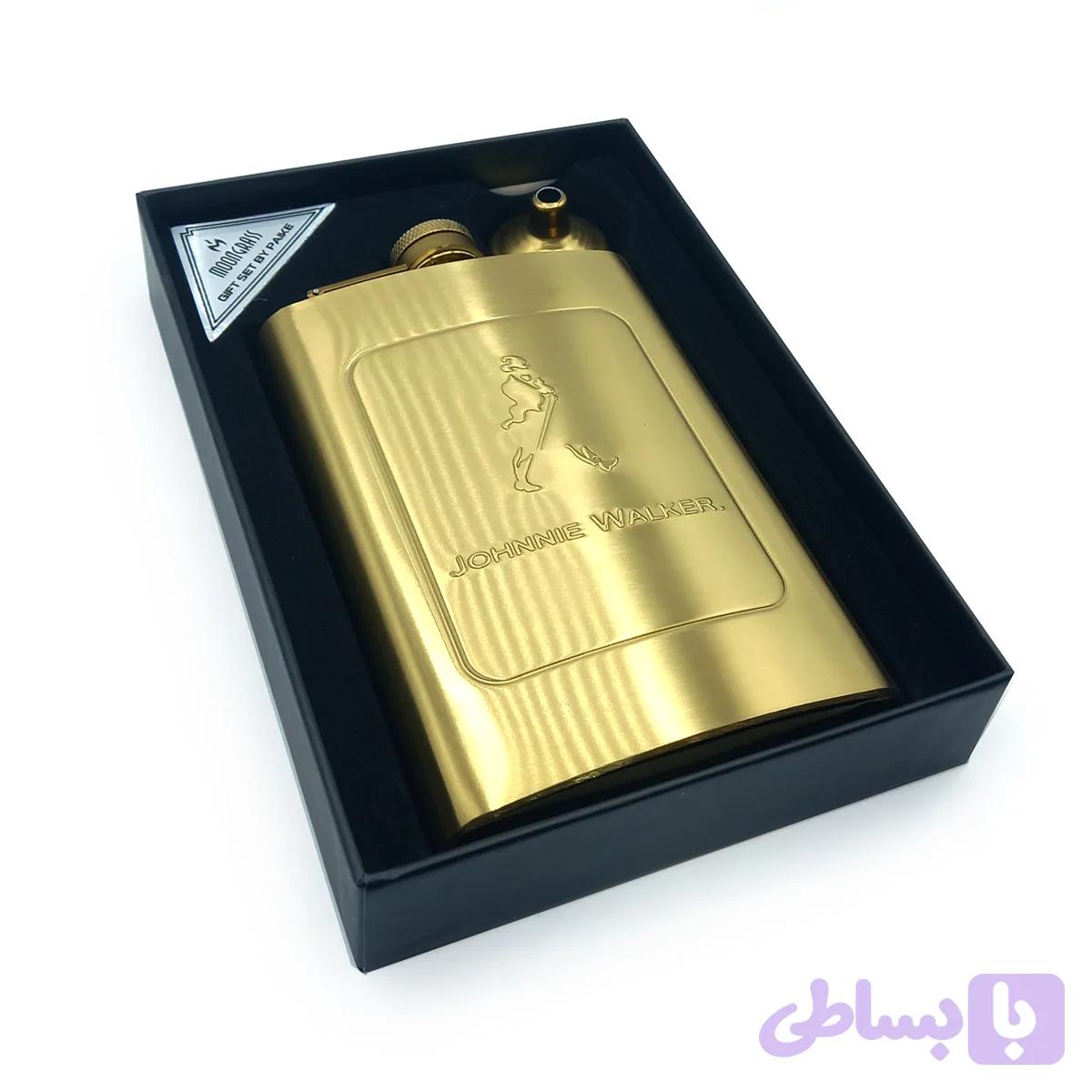 قمقمه جیبی تک استیل مدل جانی واکر طلایی کد a 510076 — تصویر 1
