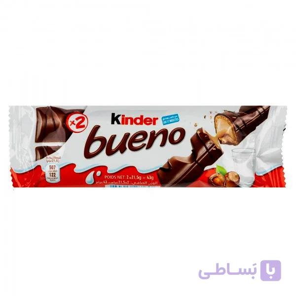شکلات شیری مغزدار فندقی کیندر بنونو – Kinder bueno اصل اورجینال وارداتی حجم 43 گرم بسته 2 عددی