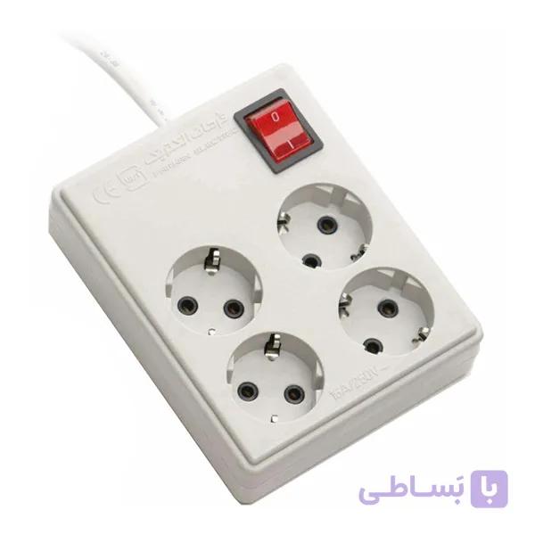 چند راهی برق 4 خانه مربع با کلید فرحان الکتریک ( Farhan Electric ) مدل ارت دار با کابل 5 متری 16 آمپر