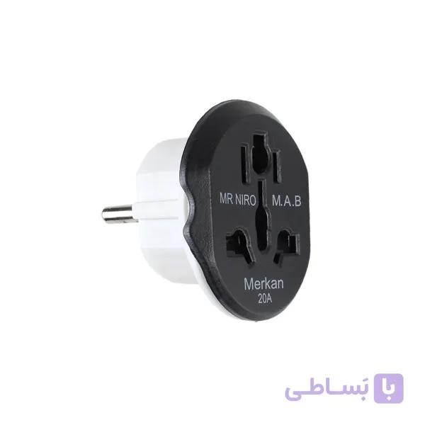 تبدیل برق 3 به 2 مستر نیرو ( Mr Niro ) دوشاخه دار 20 آمپر — تصویر 1
