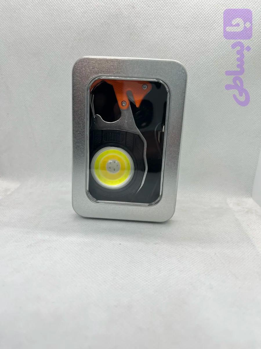 چراغ کار LED جمع شونده با قلاب و گیره کارابینر - نور COB قوی
