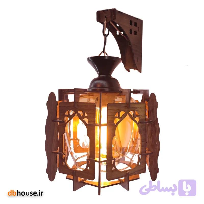 لوستر دیواری تک شعله چوب mdf با حباب مدل کنتیا — تصویر 1