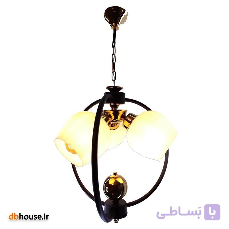 لوستر کلاسیک سقفی سه شعله حباب دار طرح غنچه — تصویر 1