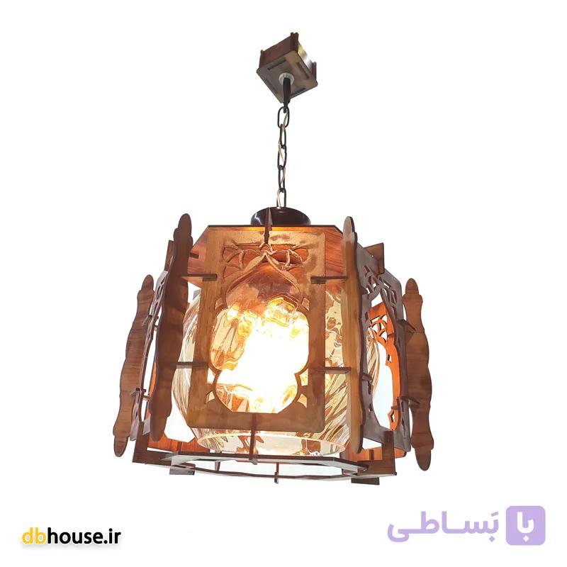 لوستر کلاسیک سقفی تک شعله چوبی طرح کنتیا — تصویر 1