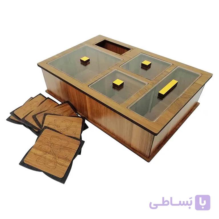 جعبه تی بگ و تنقلات به همراه زیرلیوانی کد 65400 — تصویر 1
