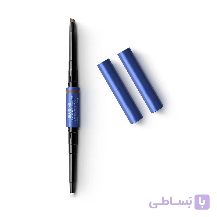 دو سر مداد ابرو و تقویت کننده ابرو کیکو میلانو اورجینال کد 03 2in1 perfecting eyebrow pencil kiko — تصویر 1