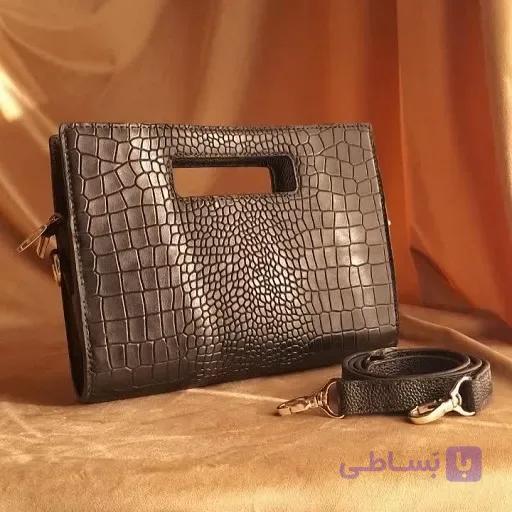کیف مجلسی زنانه چرم طبیعی طرح خیال — تصویر 1