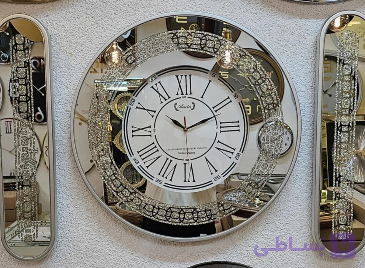ساعت دیواری سه تکه گرد شاین دار