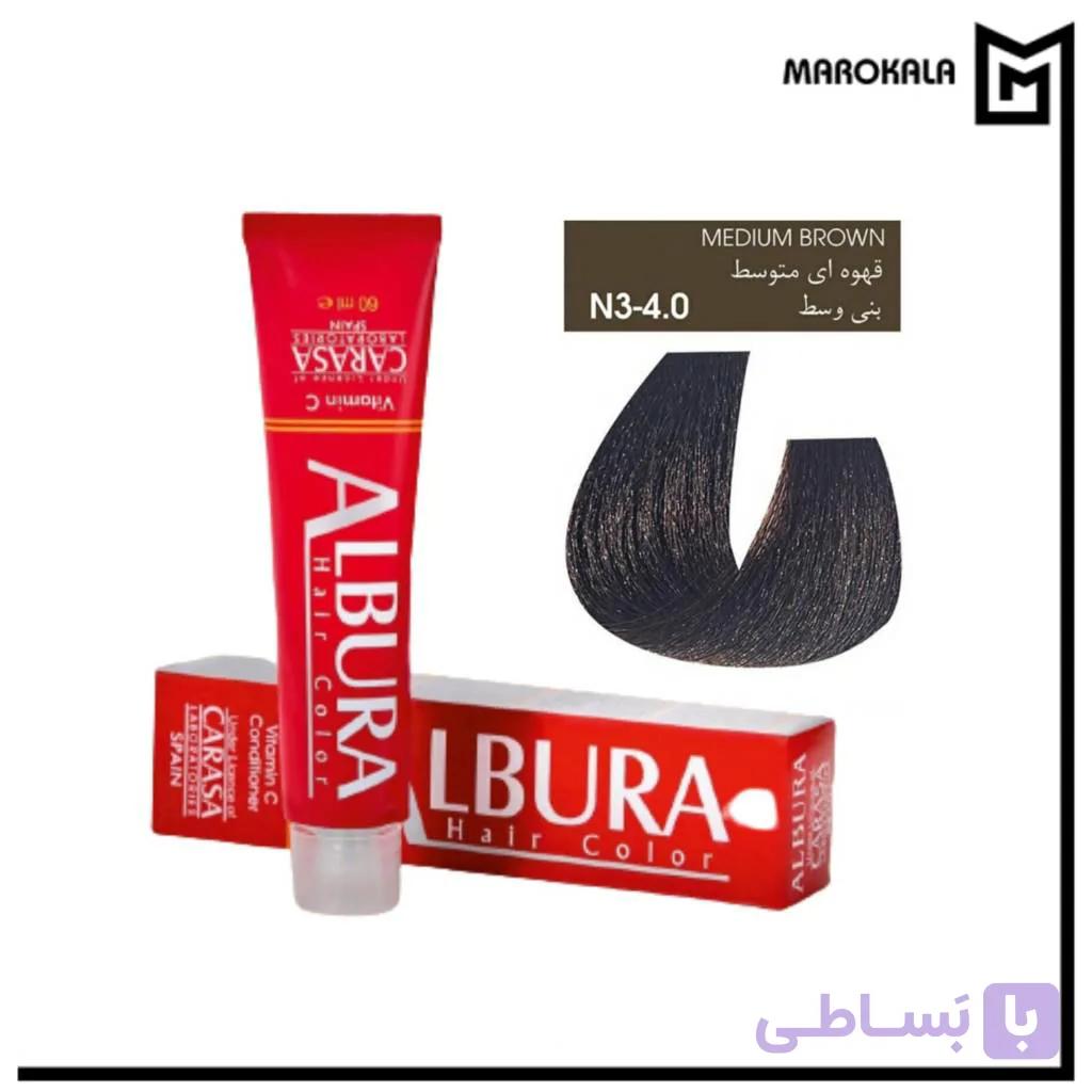 رنگ مو آلبورا شماره N3-4.0 (قهوه ای متوسط) حجم 100 میلی لیتر (قیمت خرید عمده 205.000 تومان) — تصویر 1