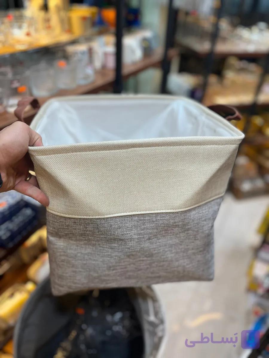 سبد نظم دهنده لباس مربع دسته چرمی