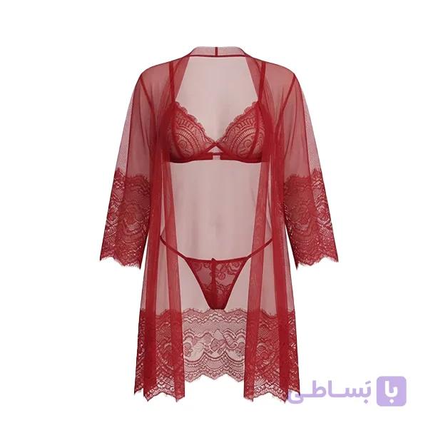 لباسخواب کوتاه دوتیکه قرمز ویولت کد 9700 — تصویر 1