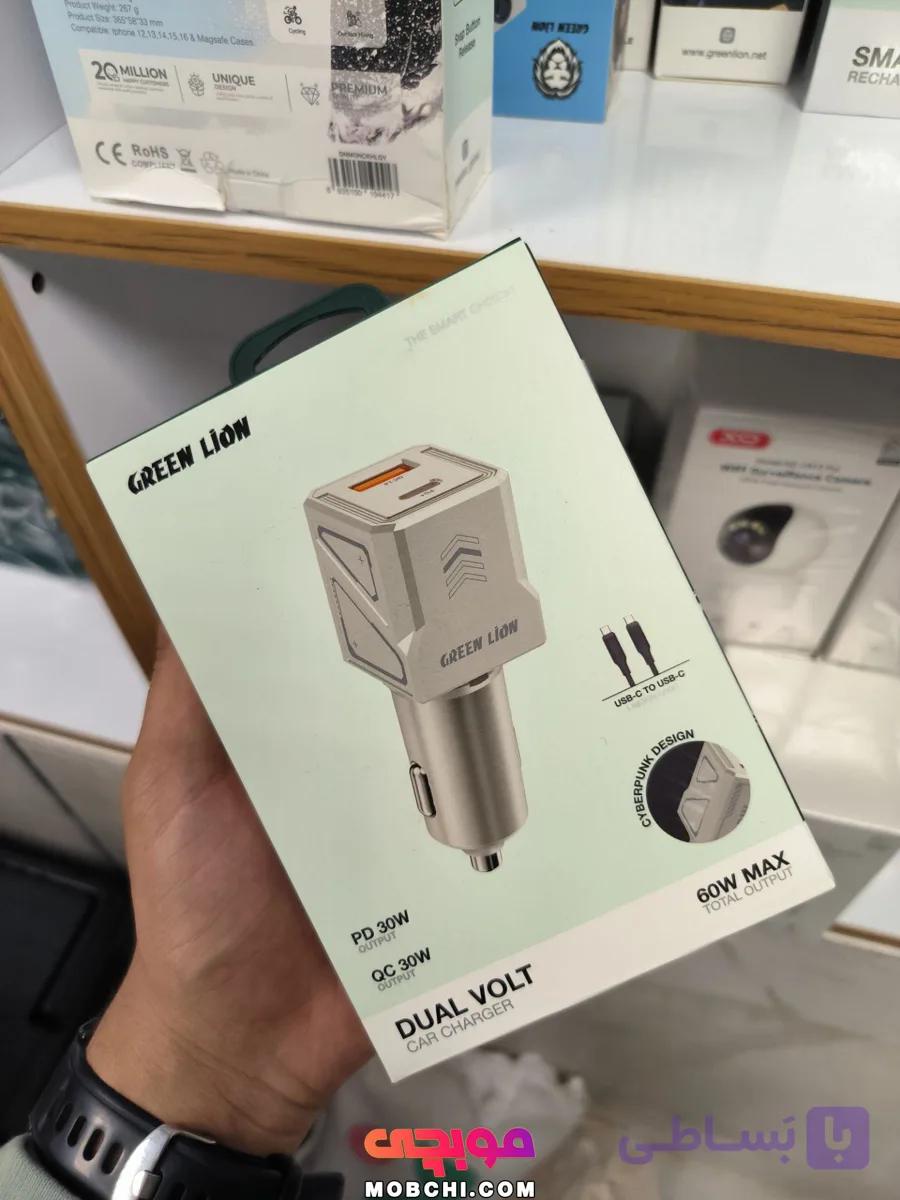 شارژر فندکی 60 وات گرین لاین Green Lion Dual Volt Car Charger 60W — تصویر 1