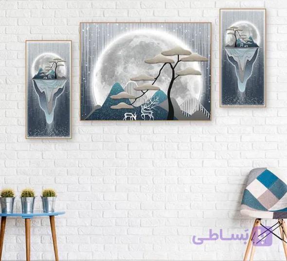 تابلو دکوراتیو شاین طرح مدرن ماه و گوزن
