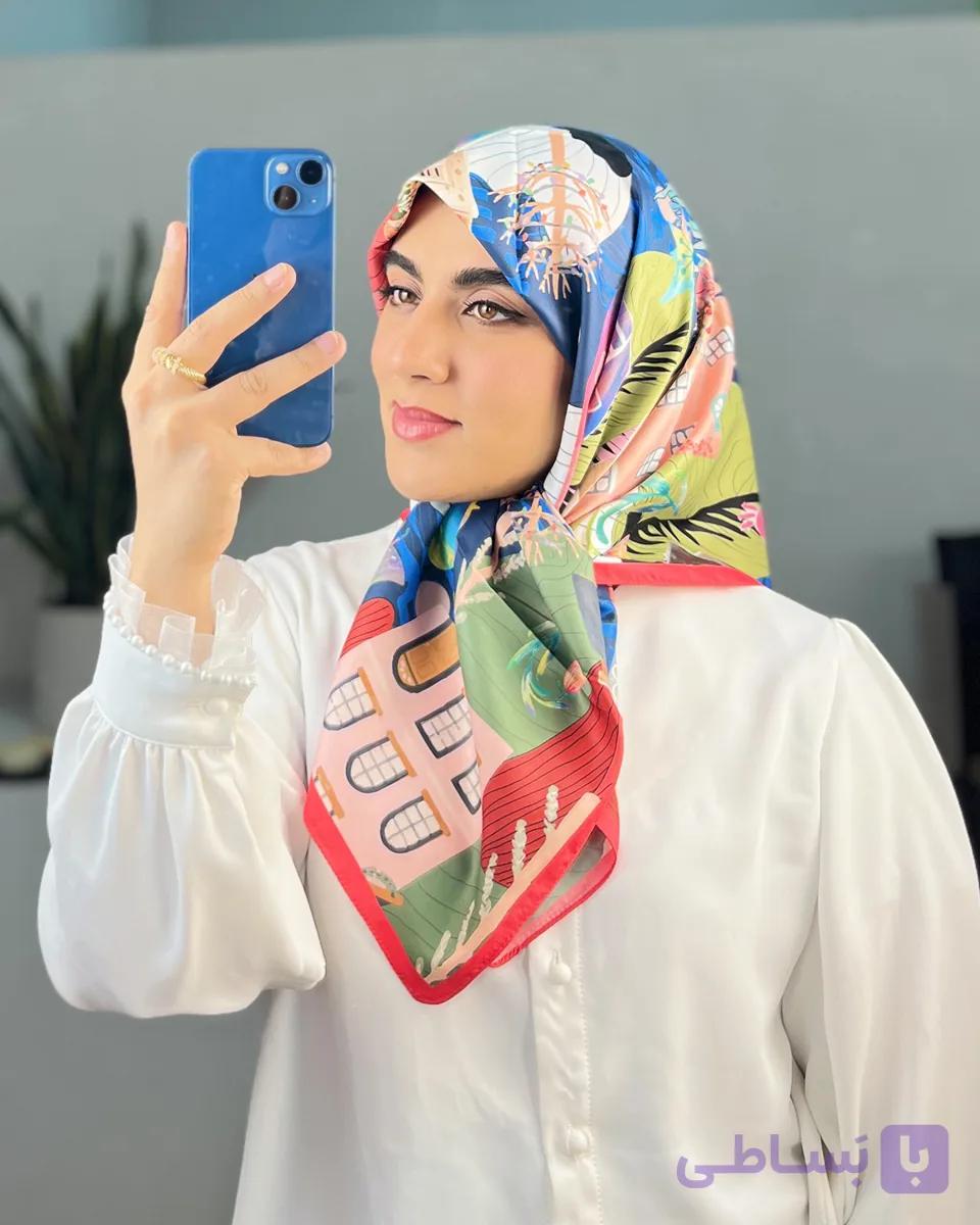 روسری ابریشم رویا | قواره 90 | Code10140 — تصویر 1