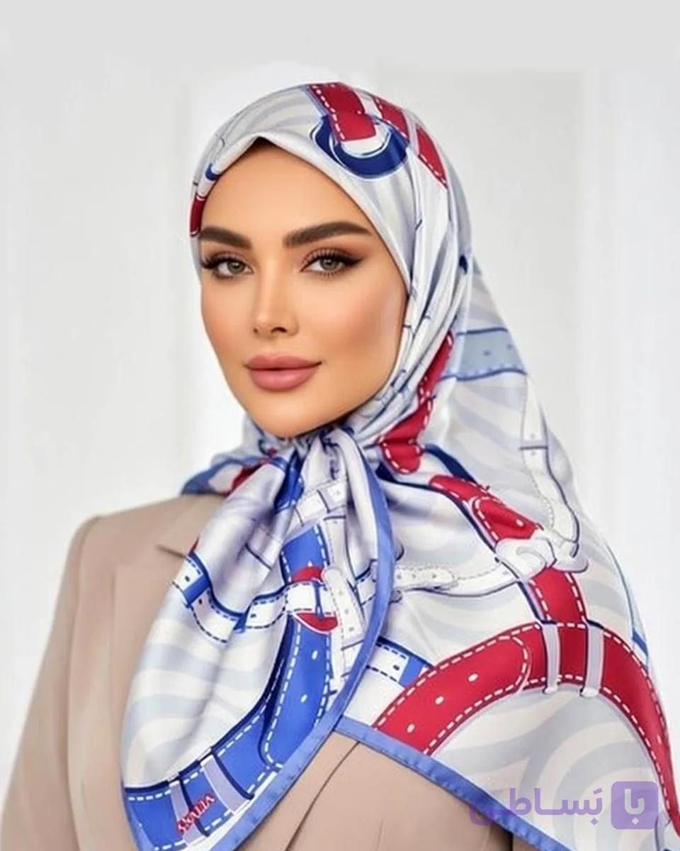 روسری ابریشم آسمان | قواره 90 | Code10320 — تصویر 1