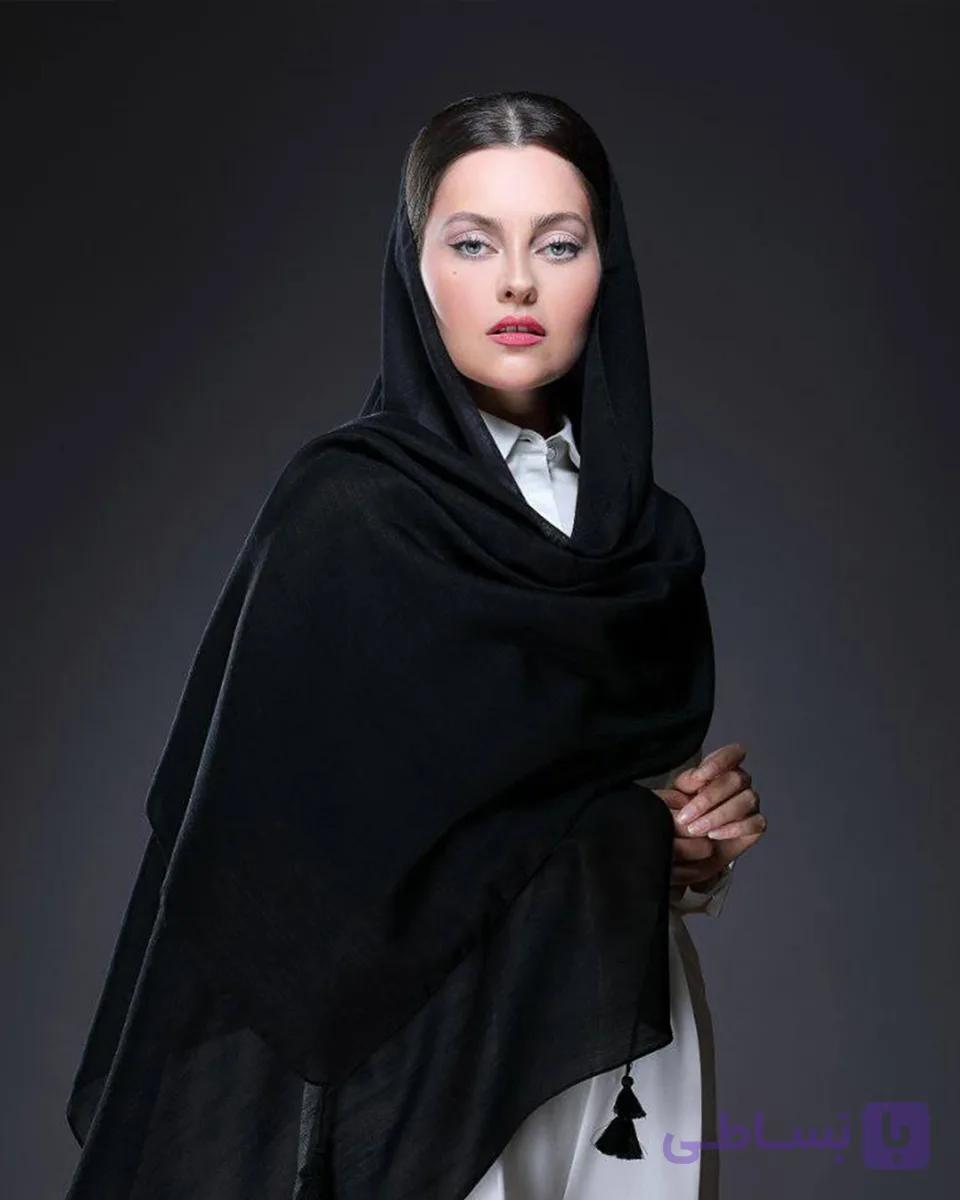 شال نخی ساده مشکی | Code2085 — تصویر 1