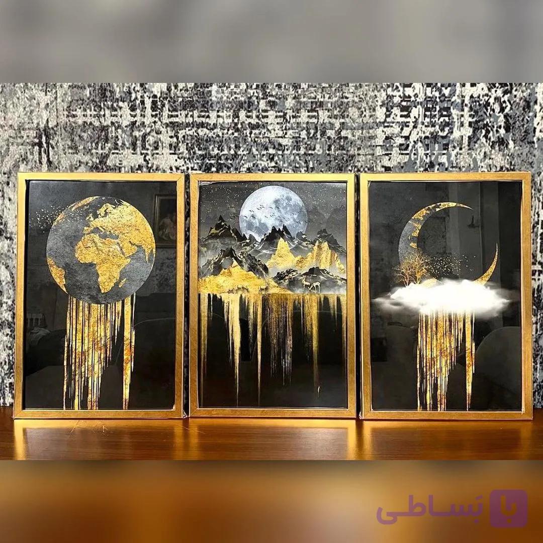 تابلو سه تیکه طرح ماه کد 502