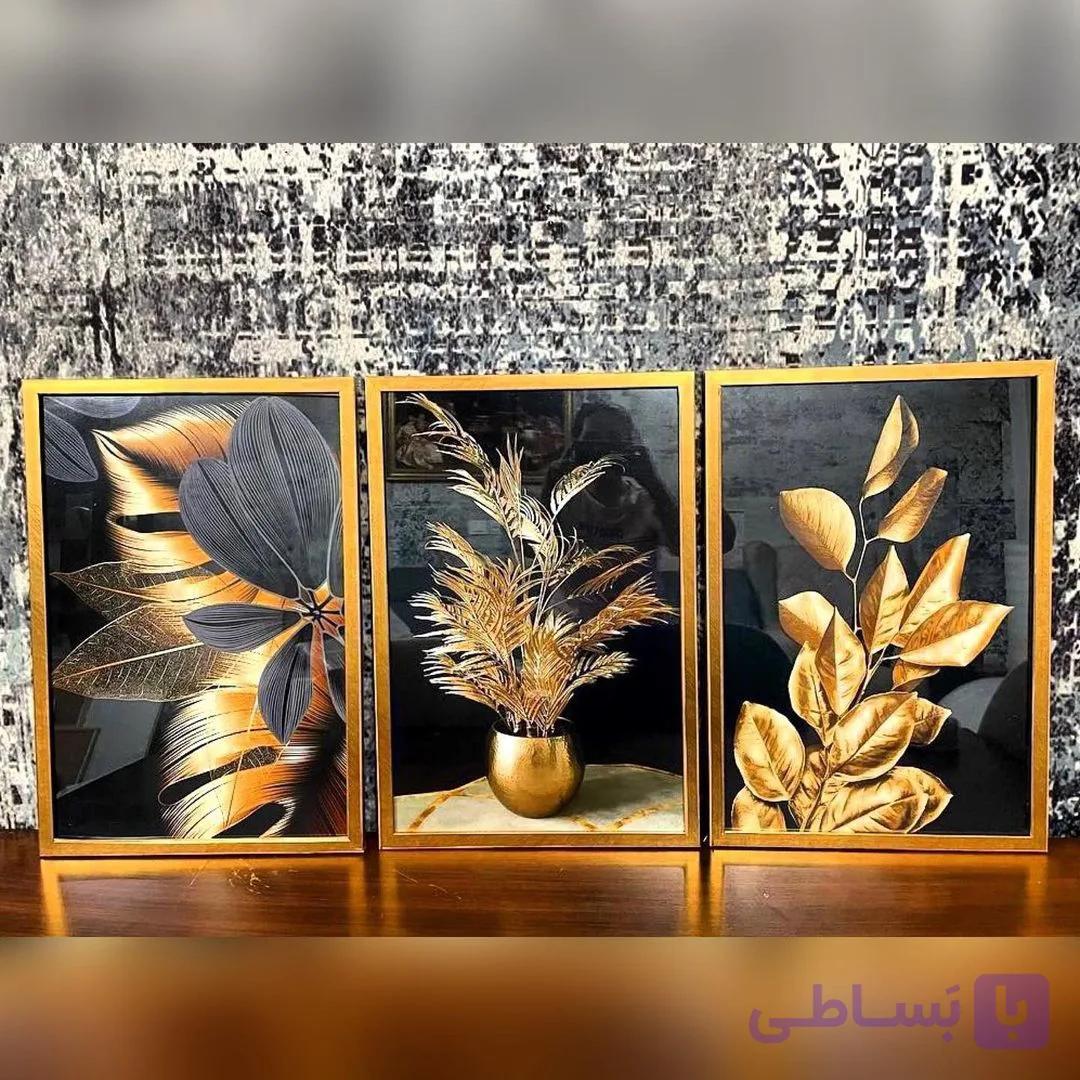 تابلو سه تیکه طرح برگ