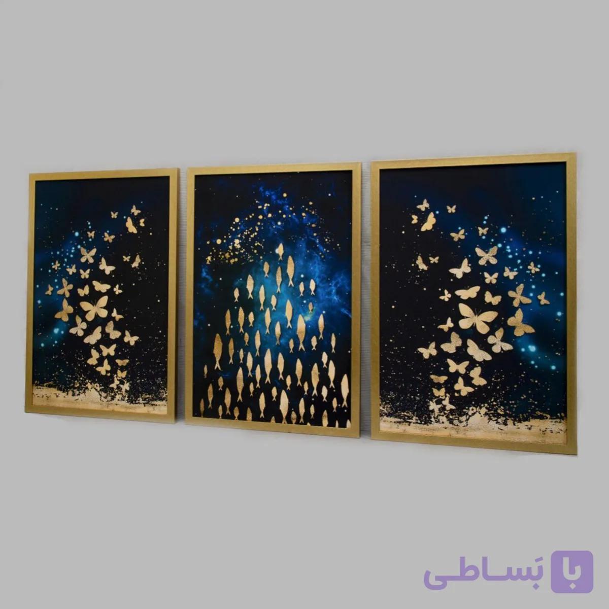 تابلو سه تیکه طرح پروانه