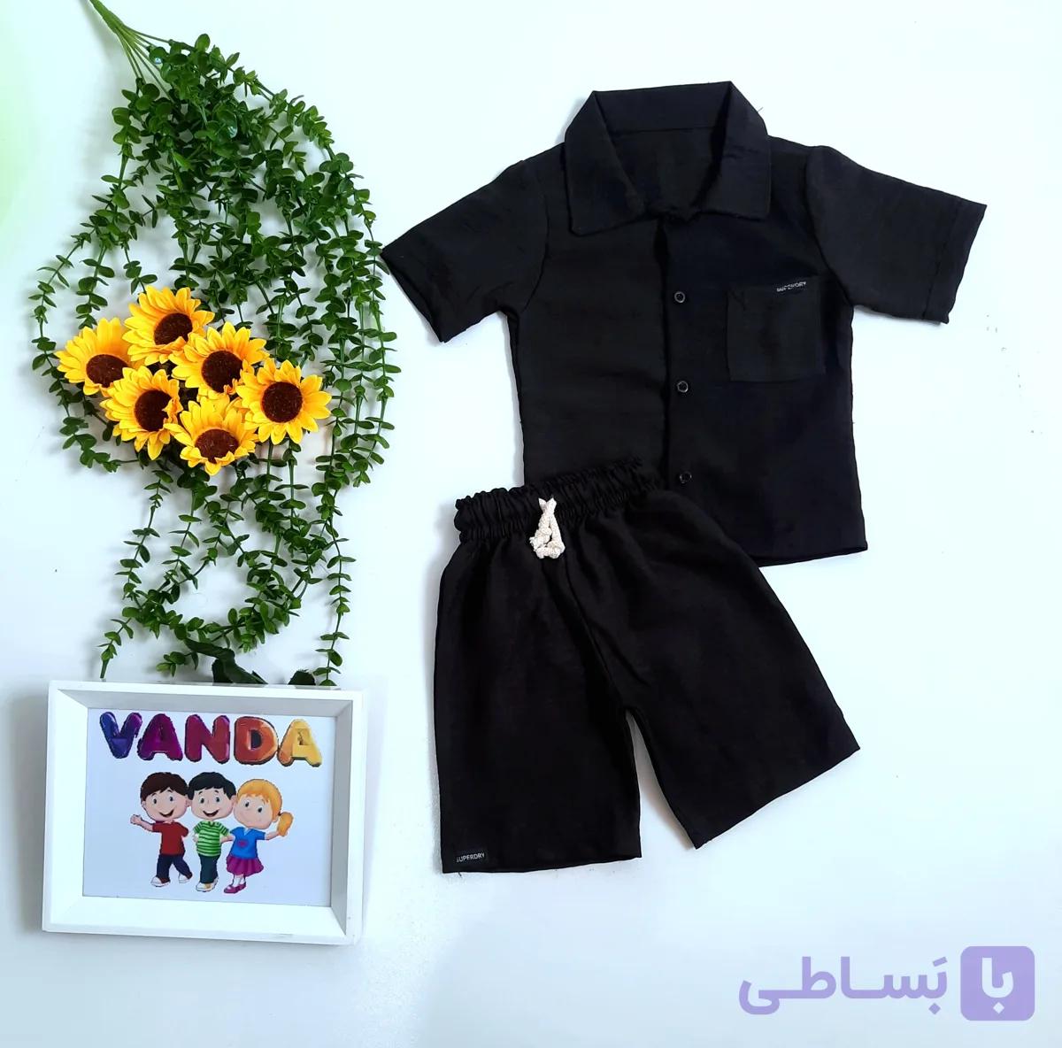 ست تیشرت شلوارک پسرانه دکمه دار اسپان سایز۴۰