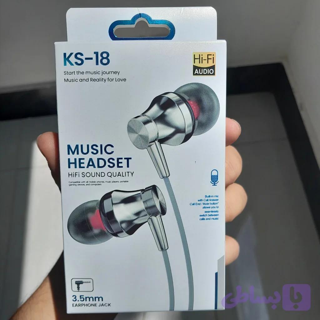 هدفون با سیم KS-18 مجهز به میکروفون و جک 3.5 میلی‌متری — تصویر 1