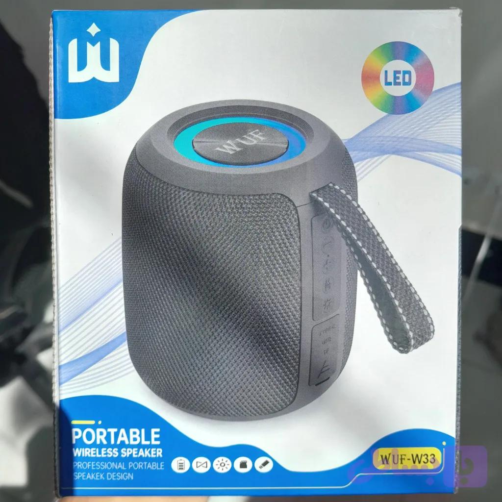 اسپیکر بلوتوثی شارژی WUF مدل W33 با توان 10 وات و رقص نور LED — تصویر 1