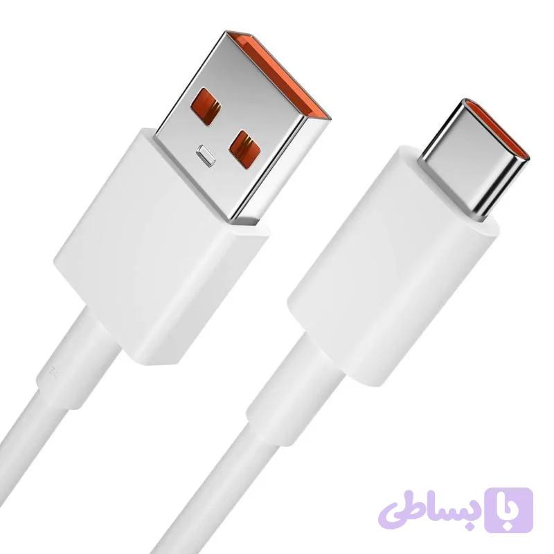 کابل شارژر شیائومی سرکارتنی پورت نارنجی ثانیه شمار توربو شارژ مناسب گوشی های شیائومی — تصویر 1