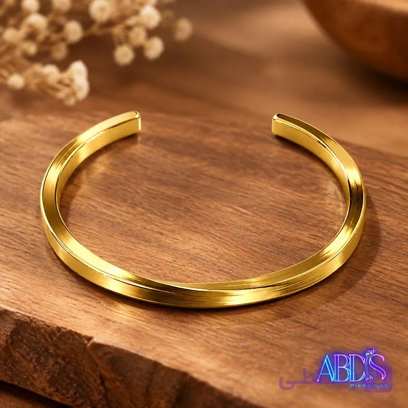 دستبند بنگل مکعبی پیچ استیل رنگ ثابت و ضد حساسیت (نقره‌ای، طلایی و مشکی)💕 — تصویر 1