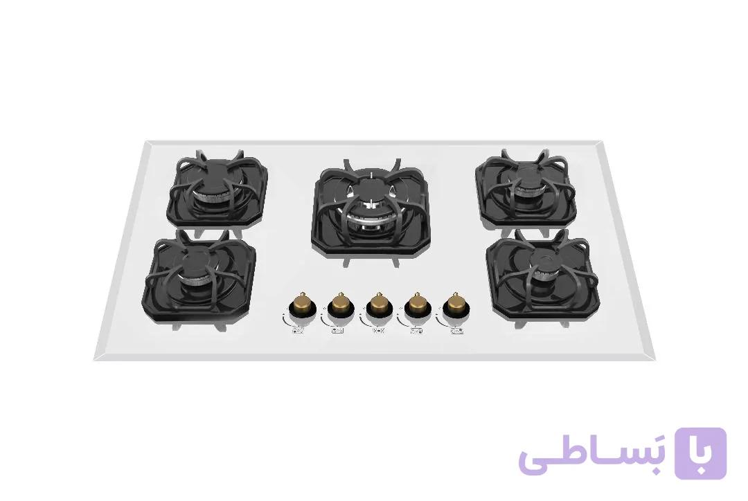 گاز توکار پنج شعله شیشه سکوریت برند لاجیم مدل G508w