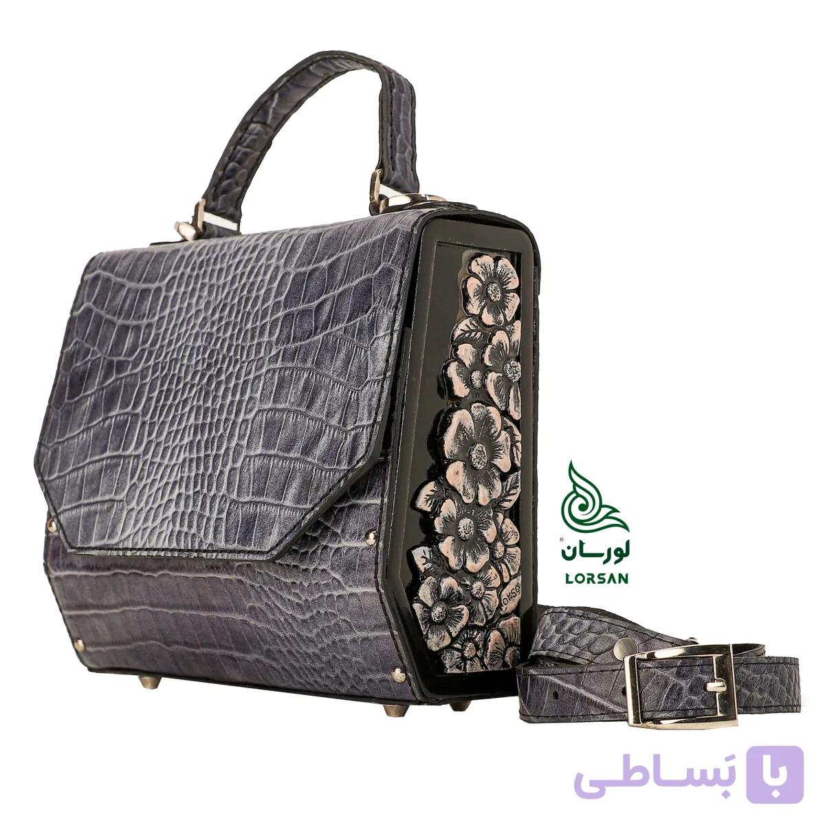 کیف چرم مجلسی شکوفه طوسی