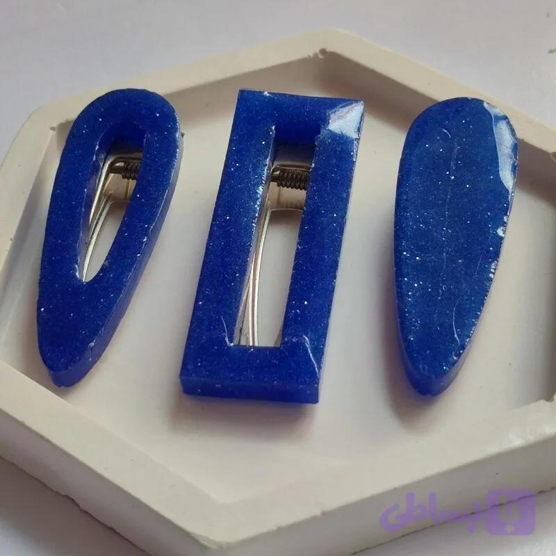 گیره مو رزینی آبی ست سه عددی
