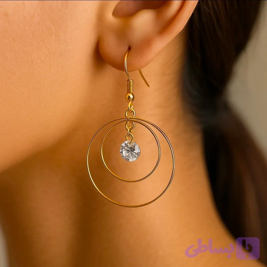گوشواره حلقه ای تک نگین