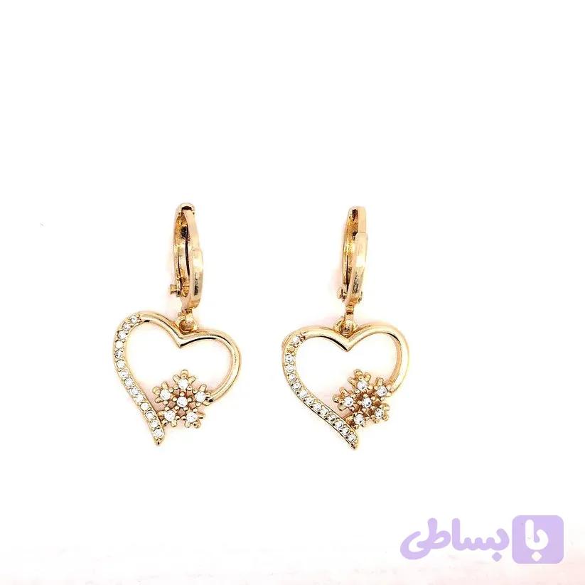 گوشواره قلب نگین دار