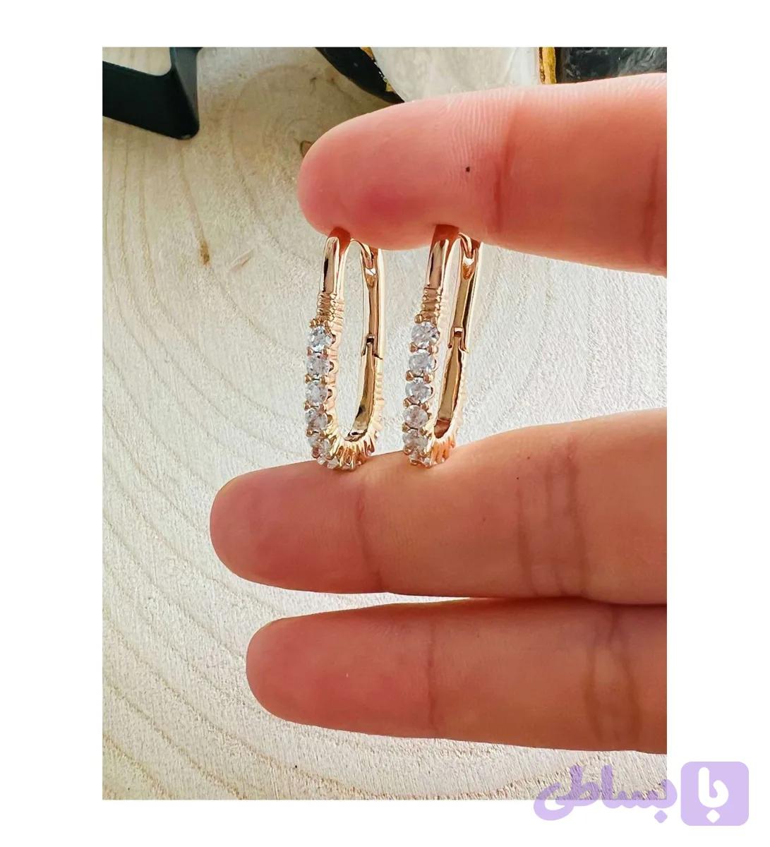 گوشواره نگین دار ژوپینگ طلایی