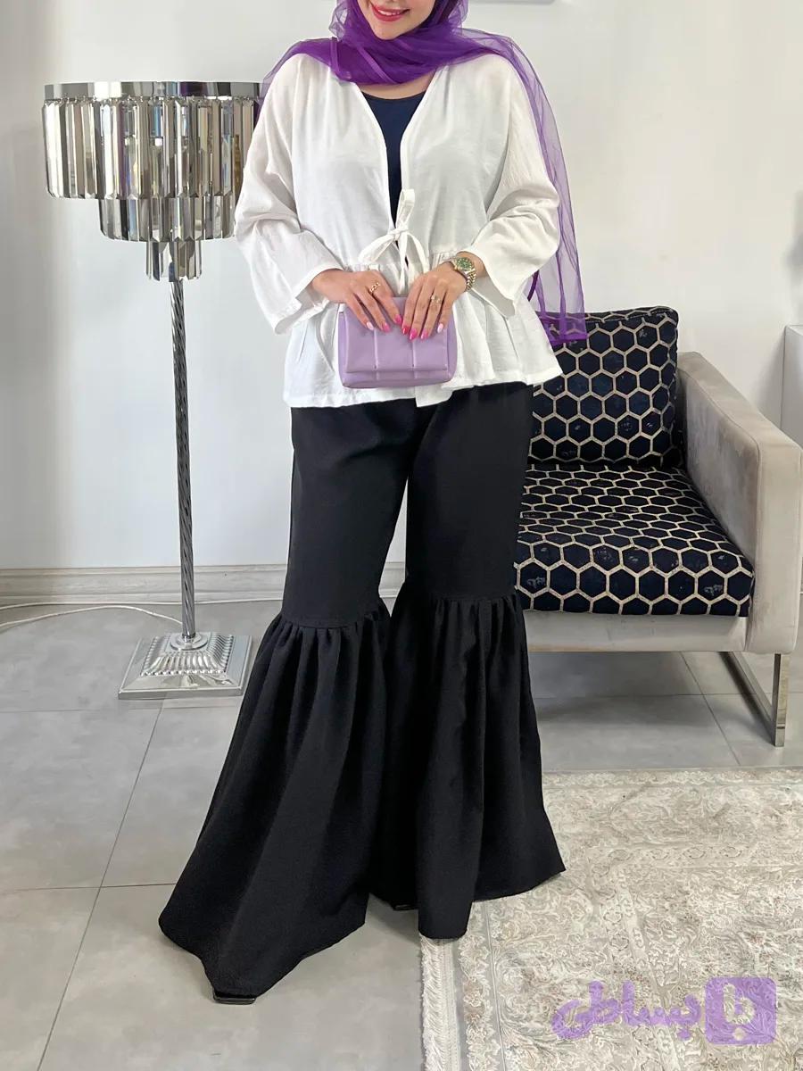 شلوار زنانه پایین چین لینن