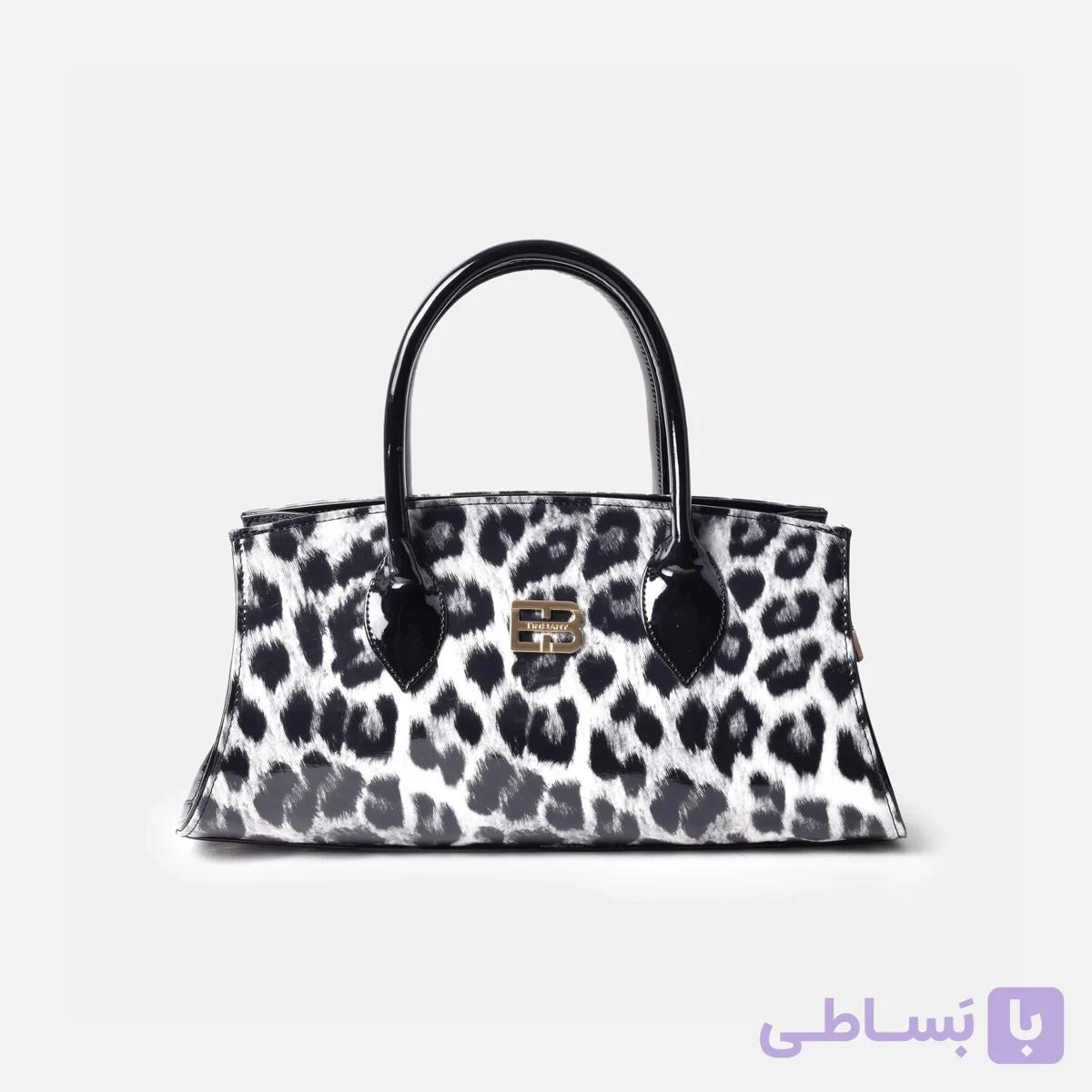 کیف مجلسی پلنگی سفید مشکی کاریسا خرید اقساطی 0415 — تصویر 1