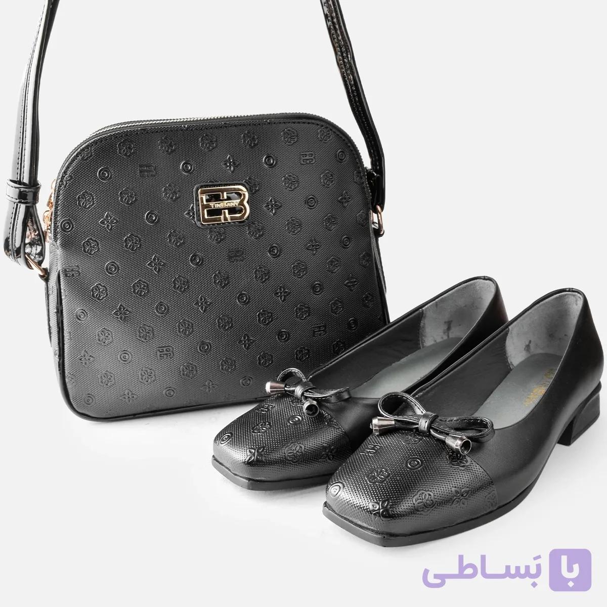 محصول ست کیف و کفش زنانه مشکی نِرا گراتسیا Nera Grazia | ست پاپیونی تین‌بانی