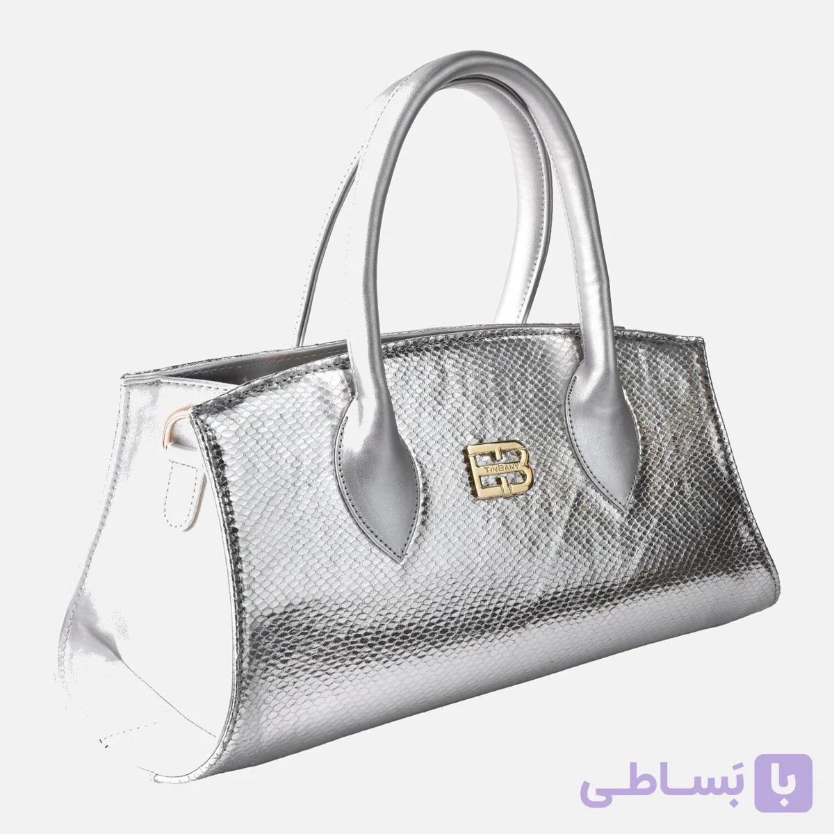 کیف دستی زنانه Vipera Nera | کیف East-West پترن پوست ماری و ورنی مشکی تین‌بانی