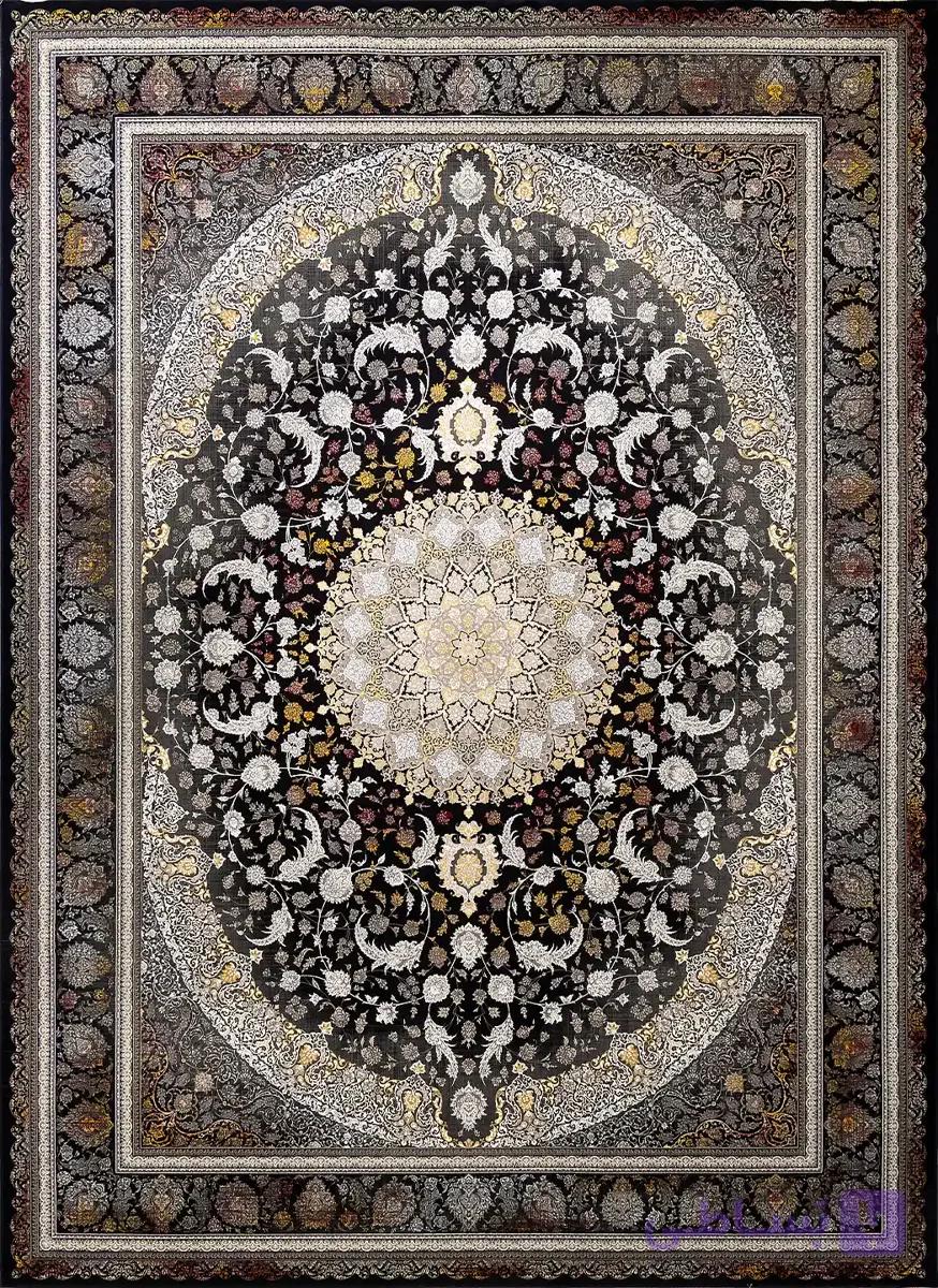 فرش ماشینی وینتیج کیان مدل لیدی سرمه ای ۱۲۰۰ شانه — تصویر 1