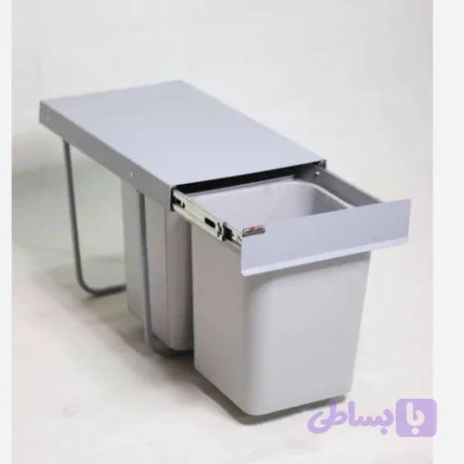 سطل دو قلو کابینتی مدل کشویی - با ریل خارجی روان و ضمانت کیفیت